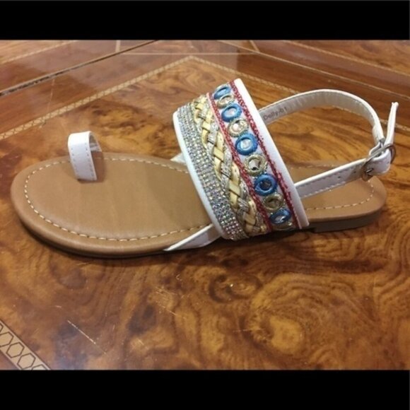 SIZE 10 Sling Back Toe Ring Boho Flats - Picture 4 of 8